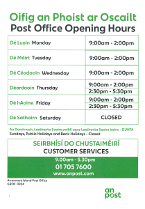 Post Office opening hours